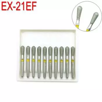 10 шт. FG алмазные боры, стоматологические боры, дрель для высокоскоростного наконечника, очень тонкие инструменты для стоматолога 1,6 мм EX-21EF