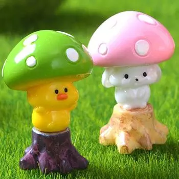 10 шт. Фигурка животного в виде гриба в виде свиньи, кролика, мультяшное украшение для домашнего офиса hamster