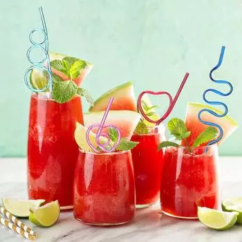 10 шт., фигурная декоративная соломинка, устойчивая к укусам, многоразовая, с гладкими краями, забавная G