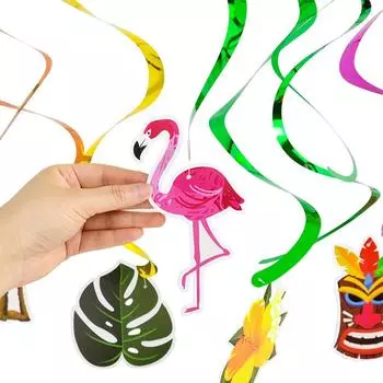 10 шт. фламинго алоха подвесной вихрь гавайские тропические вечерние украшения растяжки летний бассейн пляж день рождения баннер принадлежности