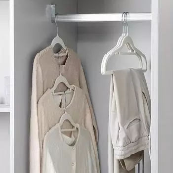 10 шт. Флокированная вешалка Нескользящая вешалка Предотвращает выпирание плеч, чтобы навести порядок в шкафу Складная вешалка для экономии места S белый
