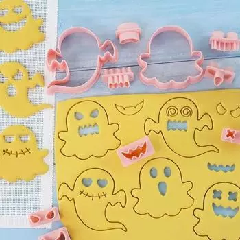 10 шт. Формочки для Хэллоуина 3D, забавные формы для привидений, шоколадные конфеты, глиняная форма для выпечки печенья, кексов, помадки, инструменты для украшения торта
