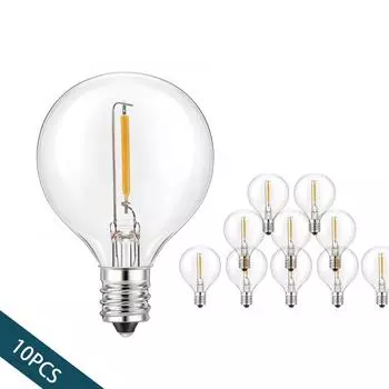 10 шт. G40 сменные лампочки E12 110 В 220 В 1 Вт пластиковые глобусные лампы гирлянда для внутреннего и наружного патио домашний декор для сада теплый белый 110V