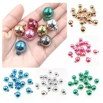 10 шт., гальванические круглые бусины, материалы ручной работы, браслет, ожерелье «сделай сам», модные ювелирные аксессуары, подчеркивающие подвесное отверстие, металлическая текстура разноцветный