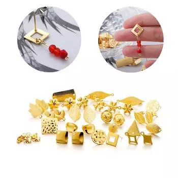 10 шт., геометрические круглые серьги-гвоздики из нержавеющей стали, серьги-гвоздики золотого цвета с цветком, базовый разъем для DIY, аксессуары для изготовления ювелирных изделий