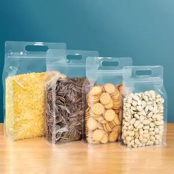 10 шт. герметичных пакетов с застежкой-молнией, прозрачные пакеты для упаковки пищевых продуктов, пакеты с ручкой, многоразовые пакеты для хранения конфет, чая, орехов, сухофруктов 12x22cm