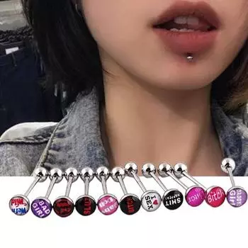 10 шт. гибкое многоцветное кольцо для языка из нержавеющей стали 316L для вечеринки