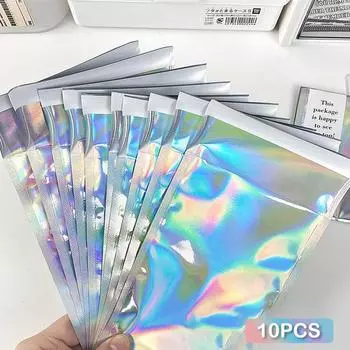 10 шт. Голографические радужные плоские почтовые конверты из фольги, герметичные пакеты с защитой от запаха