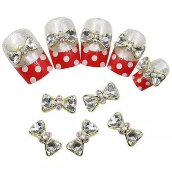 10 шт., горячие 3D-сплавы со стразами, галстук-бабочка, бант, украшения для ногтей, наклейки «сделай сам» one size чистый