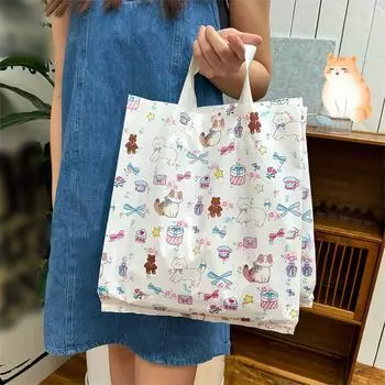 10 шт. Граффити Котенок Мультфильм Упаковочная Сумка Магазин Одежды Упаковочная Сумка Одежды Утолщенный Подарочный Мешок Хранения 25x30см 25x30x8cm