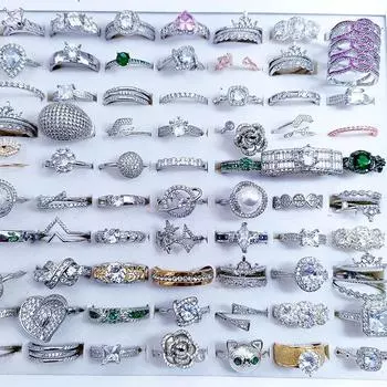 10 шт. грандиозное и преувеличенное цветное медное кольцо с цирконом, инкрустированное женским модным ювелирным кольцом