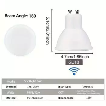 10 шт. GU10 PIR датчик движения и ночник светодиодные лампы 3 Вт 6 Вт 9 Вт 12 Вт 189-265 В для лестницы гаража коридора прохода прихожей 3W