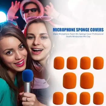 10 шт. Губчатая крышка для ветрозащитного экрана микрофона, защитные колпачки из пенопласта (оранжевый) Делавэр