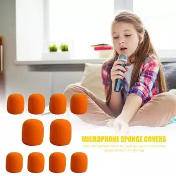 10 шт. Губчатая крышка для ветрозащитного экрана микрофона, защитные колпачки из пенопласта (оранжевый)