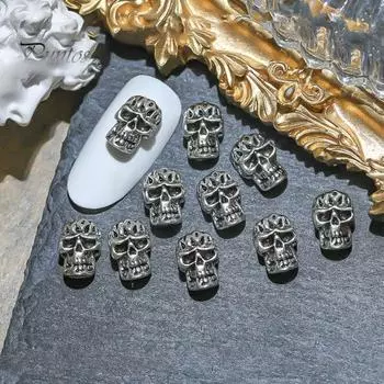 10 шт. Хэллоуин Череп Крест 3D Металлические Подвески для Нейл-арта Готический Панк Стиль Украшения Для Ногтей Аксессуары Для Маникюра DIY C