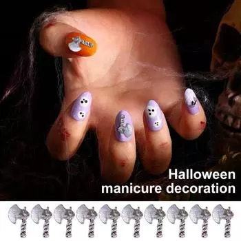 10 шт. Хэллоуин Череп Крест 3D Металлические Подвески для Нейл-арта Готический Панк Стиль Украшения Для Ногтей Аксессуары Для Маникюра DIY C