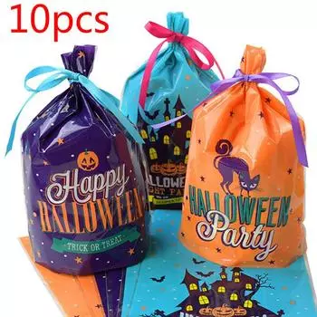 10 шт. Хэллоуин конфетные пакеты милый подарочный пакет пищевая упаковка 10pcs оранжевый