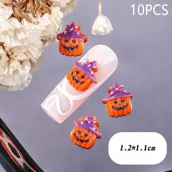 10 шт. Хэллоуин мультфильм аксессуары для ногтей милые маленькие привидения призрачная тыква DIY смола маникюр ювелирные украшения украшения