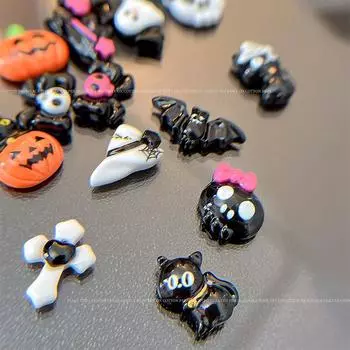 10 шт. Хэллоуин мультфильм аксессуары для ногтей милые маленькие привидения призрачная тыква DIY смола маникюр ювелирные украшения украшения