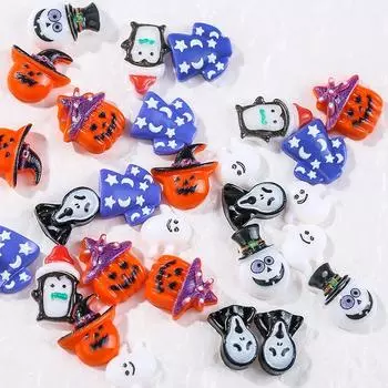 10 шт. Хэллоуин мультфильм аксессуары для ногтей милые маленькие привидения призрачная тыква DIY смола маникюр ювелирные украшения украшения Ghost