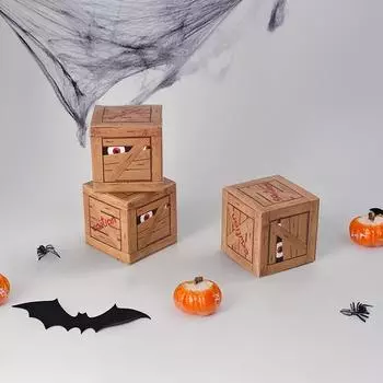 10 шт. Хэллоуин забавная маленькая деревянная коробка подарочная коробка для конфет складные подарочные коробки для печенья упаковка принадлежности для вечеринки на Хэллоуин