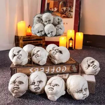 10 шт. Хэллоуинская голова куклы-младенца с сумкой, страшный пластиковый скелет, украшение на голову B
