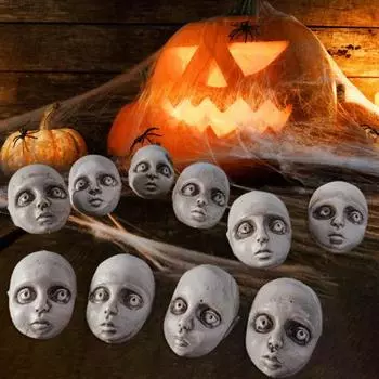 10 шт. Хэллоуинская голова куклы с сумкой, страшный пластиковый скелет, голова, украшение, жуткие статуи черепа для домашнего декора на вечеринку B