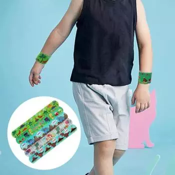 10 шт., хлопающий круг, забавный мультяшный динозавр с принтом, украшение для дня рождения, браслет в ладоши для детей