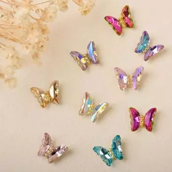 10 шт., хорошая сверкающая поверхность, искусственные хрустальные украшения для ногтей, роскошные бабочки, 3D-декор, маникюрные принадлежности