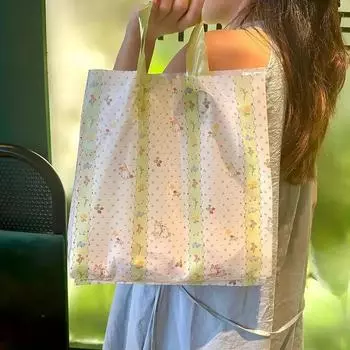 10 шт. хозяйственных сумок с красивым дизайном кролика, женские аксессуары, мятно-зеленые сумки-тоуты с кроликом, многоразовые, многоразмерные варианты 30x35cm