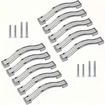 10 шт. хрустальные ручки для шкафа, ручки-скобы серебряного цвета из цинкового сплава для тумбочки, ящика, шкафа, добавьте элегантности мебели с помощью винтов 10pcs