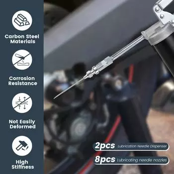 10 шт. игла для шприца со смазкой, смазочный адаптер, насадка, инструмент для смазки для автомобиля, трактора, судна, инструмент для установки смазочного адаптера silver