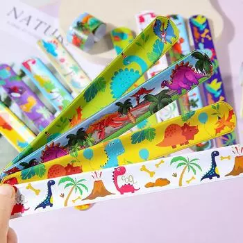 10 шт. Игрушечный браслет с мультяшным динозавром, милые браслеты для шлепков, напульсники, детские игрушки для шлепков, сувениры на день рождения, наполнитель для пиньяты