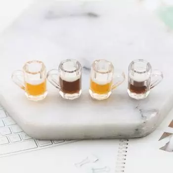 10 шт. имитация винных стаканов, аксессуары из смолы, миниатюрные пивные бокалы, кружки для кукольного домика, декор для кукольного домика «Сказочный сад» жёлтый