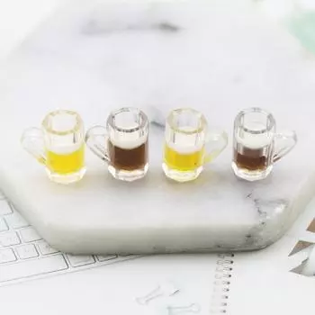 10 шт. имитация винных стаканов, аксессуары из смолы, миниатюрные пивные бокалы, кружки для кукольного домика, декор для кукольного домика «Сказочный сад» коричневый