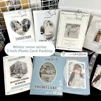 10 шт. INS Fresh Winter Snow складная карточка с обратной стороной корейский Kpop Idol 3-дюймовая фотокарточка DIY упаковка фиксированная картонная девушка милая упаковка