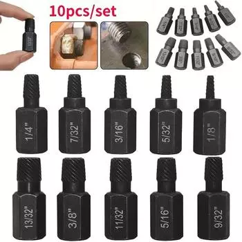 10 шт. Инструмент для удаления сломанных винтов с головкой, сломанная скользящая резьба, скользящая проволочная гайка, шестигранные инструменты для снятия болтов для механического ремонта серебряный серый