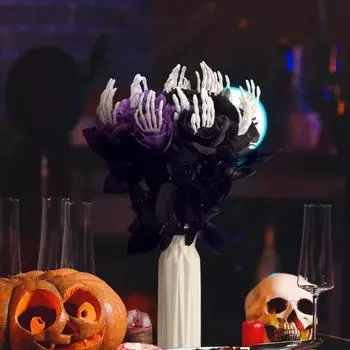 10 шт. искусственная роза на Хэллоуин с рукой скелета готический искусственный шелковый цветочный фестиваль 10pcs красный