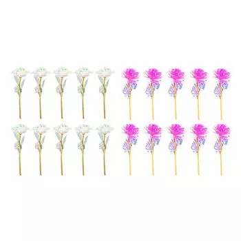 10 шт искусственные цветы блестки золотая фольга пластиковая имитация розы для свадебного подарка праздник D Color White