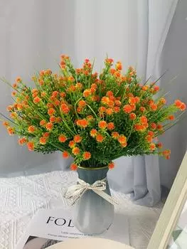 10 шт. искусственные цветы дыхание ребенка вода трава искусственные растения искусственный пластиковый цветок для помещения снаружи крыльцо двор свадебный декор устойчив к ультрафиолетовому излучению оранжевый