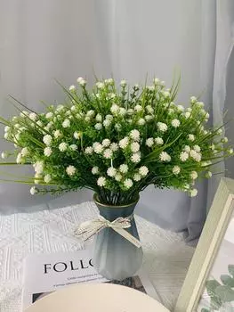 10 шт. искусственные цветы дыхание ребенка вода трава устойчивые к ультрафиолетовому излучению искусственные растения искусственный пластиковый цветок для комнатных и наружных растений крыльцо, окно, свадебный декор оранжевый