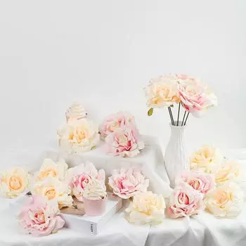 10 шт. искусственные цветы голова 10 см DIY венок подарочная коробка шелковые цветы для свадебных центральных украшений украшение стола для детского душа белый