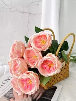 10 шт. искусственные цветы из шелка, Остин Роуз, пион, искусственные цветы для дома, гостиной, балкона, украшения двора красный