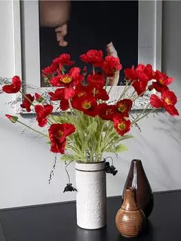 10 шт. искусственные цветы мака, шелковые искусственные цветы мака, искусственные цветы для свадебной вечеринки, центральная композиция для стола зелёный