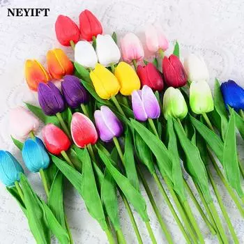 10 шт. искусственные цветы садовые тюльпаны реалистичные цветы тюльпан букет декор искусственный цветок для украшения дома свадьба 10pcs