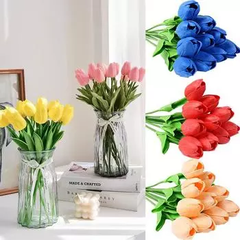 10 шт., искусственные цветы тюльпаны высокого качества, реалистичный сенсорный букет, искусственный цветок из пены, День святого Валентина, свадьба, домашний декор для сада