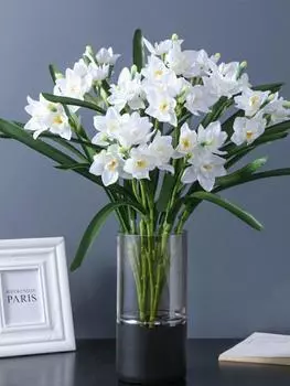10 шт. искусственные нарциссы, букеты цветов для дома, сада, офиса, вечеринки в помещении и на открытом воздухе, балкон, свадебное крыльцо, сделай сам, цветочный декор, шелковый искусственный цветок жёлтый