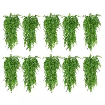 10 шт. искусственные подвесные растения пластиковые персидские папоротники лианы искусственные зеленые растения для внутреннего и наружного использования R