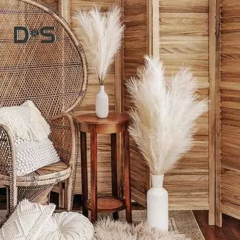 10 шт., искусственные украшения из пампасной травы, реалистичные яркие цвета, устойчивые к выцветанию, свадебный центральный элемент, искусственный декор из пампасной травы светло-серый