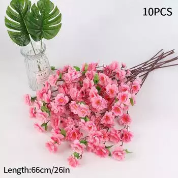 10 шт. искусственных цветов сакуры, имитация персикового цвета, цветущей вишни, свадебный букет в стиле бохо для вечеринки, домашнего стола, вазы, украшения